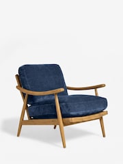 Relaxed Chenille Navy Blue Hampton Wooden Accent Chair - Image 4 of 8