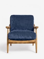 Relaxed Chenille Navy Blue Hampton Wooden Accent Chair - Image 5 of 8