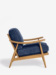 Relaxed Chenille Navy Blue Hampton Wooden Accent Chair - Image 6 of 8