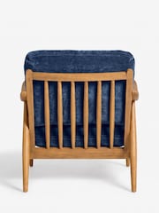 Relaxed Chenille Navy Blue Hampton Wooden Accent Chair - Image 7 of 8