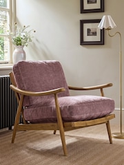 Relaxed Chenille Rose Pink Hampton Wooden Accent Chair - Image 1 of 8