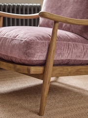 Relaxed Chenille Rose Pink Hampton Wooden Accent Chair - Image 2 of 8