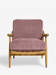 Relaxed Chenille Rose Pink Hampton Wooden Accent Chair - Image 4 of 8