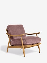 Relaxed Chenille Rose Pink Hampton Wooden Accent Chair - Image 5 of 8