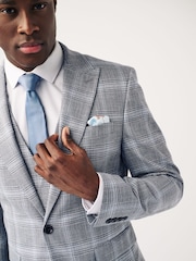 Light Grey Slim Fit Check Suit Jacket - Image 2 of 8
