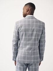 Light Grey Slim Fit Check Suit Jacket - Image 3 of 8