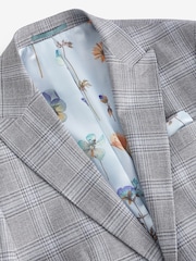 Light Grey Slim Fit Check Suit Jacket - Image 5 of 8