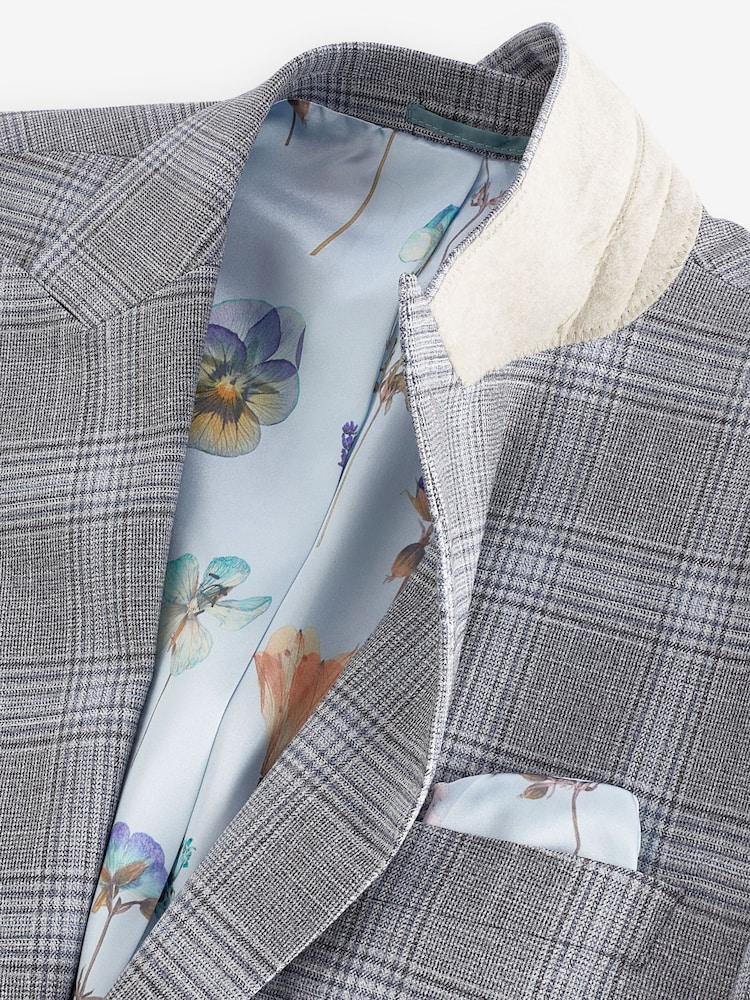 Gris clair - Veste de costume slim à carreaux - Image 6 of 8