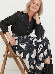 FatFace Black Kerry Broderie Top - Image 1 of 5