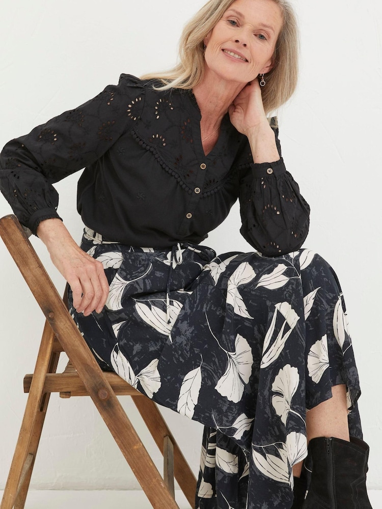 FatFace Black Kerry Broderie Top - Image 1 of 5