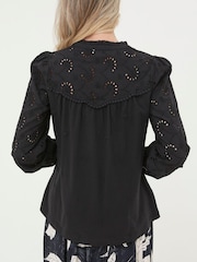FatFace Black Kerry Broderie Top - Image 2 of 5