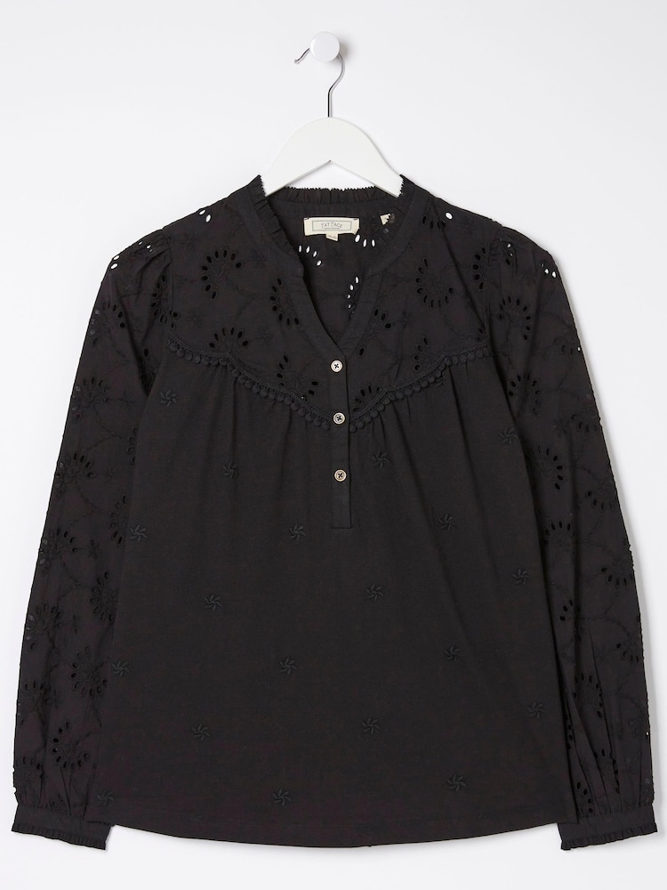 FatFace Black Kerry Broderie Top - Image 5 of 5