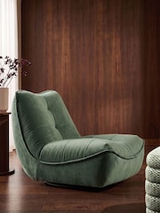 Soft Velvet Teal Green Lucca Swivel Accent Chair - Image 1 of 8
