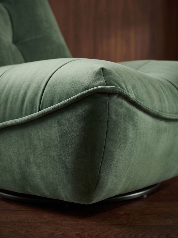 Soft Velvet Teal Green Lucca Swivel Accent Chair - Image 2 of 8