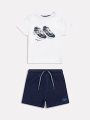 New Balance Blue 9060 Collage Graphic T-Shirt & French Terry Shorts Set - Image 1 of 3