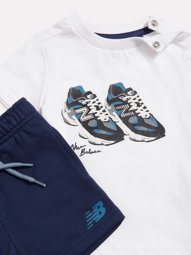 New Balance Blue 9060 Collage Graphic T-Shirt & French Terry Shorts Set - Image 3 of 3 New Balance Blue 9060 Collage Graphic T-Shirt & French Terry Shorts Set - Image 3 of 3