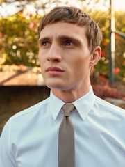 White/Neutral Brown Textured Occasion Shirt And Tie Pack - Image 2 of 4