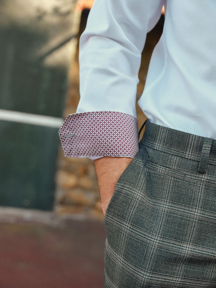 White/Neutral Brown Textured Occasion Shirt And Tie Pack - Image 4 of 4