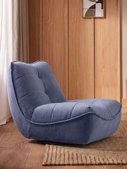 Soft Velvet Granite Blue Lucca Swivel Accent Chair - Image 1 of 8