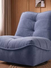 Soft Velvet Granite Blue Lucca Swivel Accent Chair - Image 2 of 8