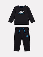 New Balance Black Stacked Logo Crew & Jogger Set - Image 1 of 3