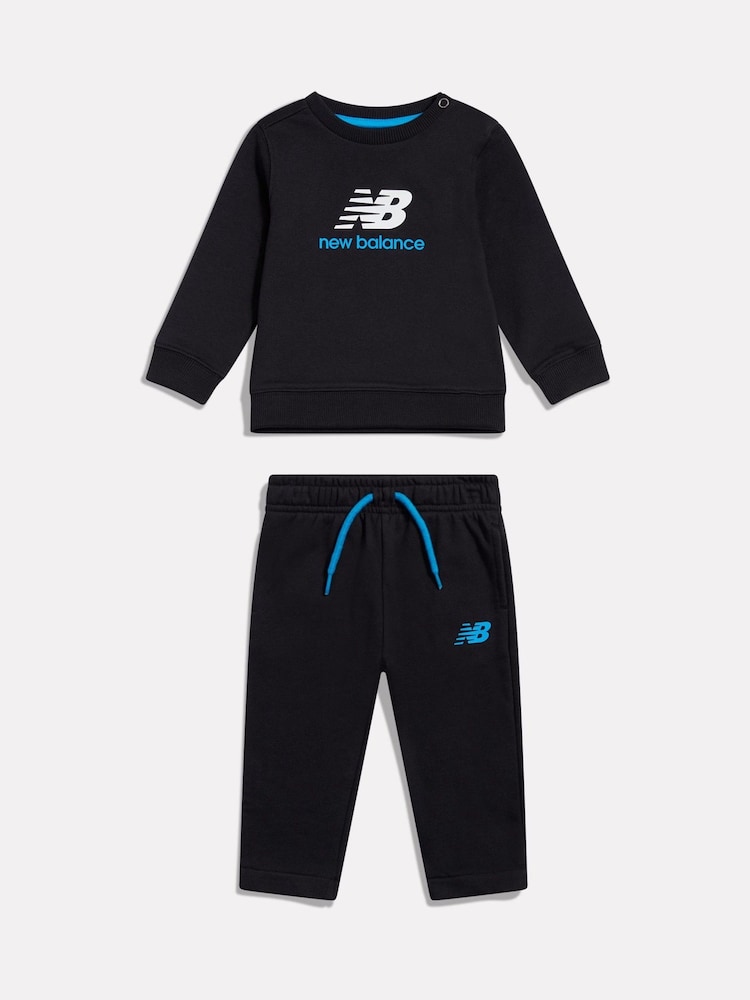 New Balance Black Stacked Logo Crew & Jogger Set - Image 1 of 3 New Balance Black Stacked Logo Crew & Jogger Set - Image 1 of 3