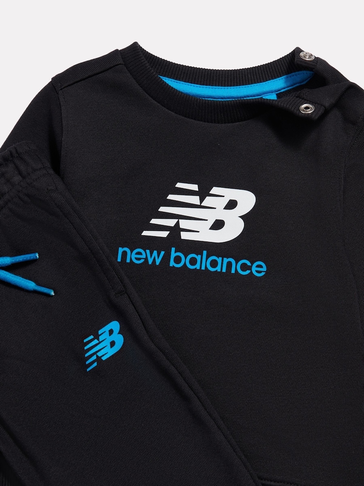 New Balance Black Stacked Logo Crew & Jogger Set - Image 3 of 3 New Balance Black Stacked Logo Crew & Jogger Set - Image 3 of 3