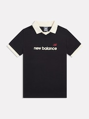 New Balance Black Linear Collared Polo Shirt - Image 1 of 3