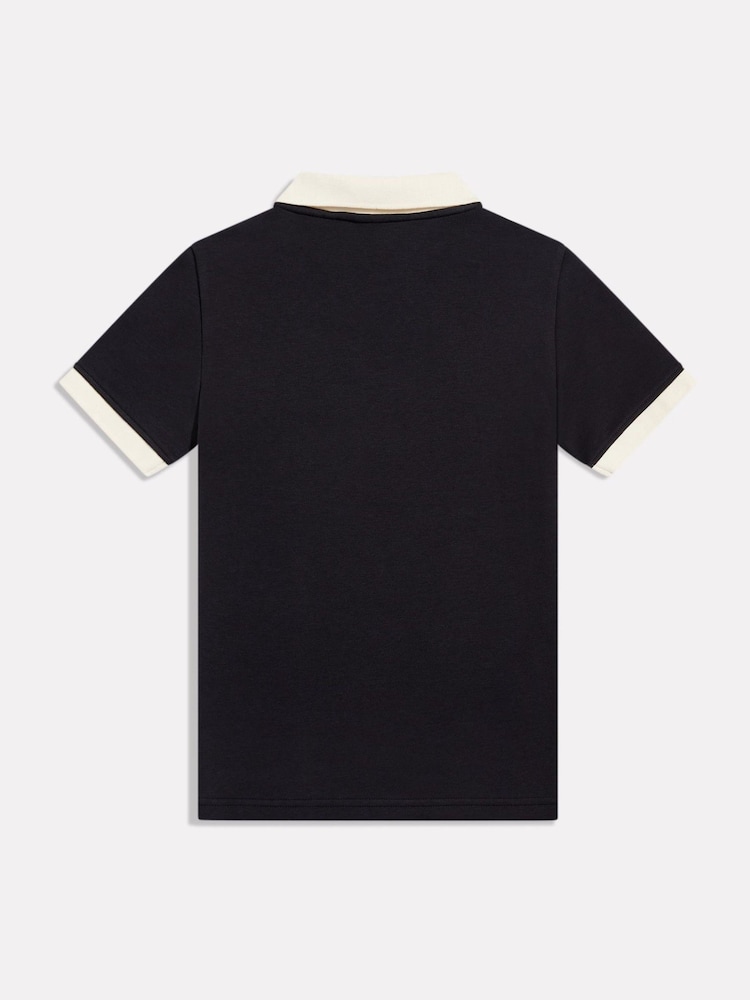 New Balance Black Linear Collared Polo Shirt - Image 2 of 3