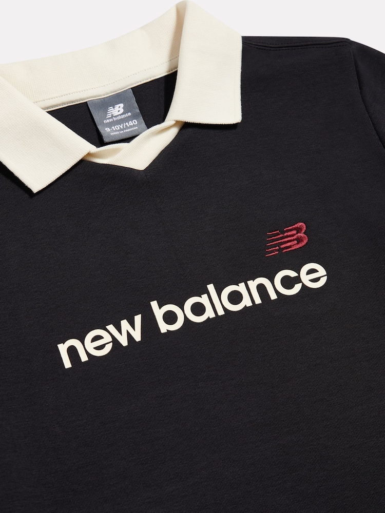 New Balance Black Linear Collared Polo Shirt - Image 3 of 3
