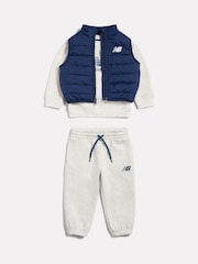 New Balance Grey Crew neck Joggers & Gilet Set 3 Piece - Image 1 of 6