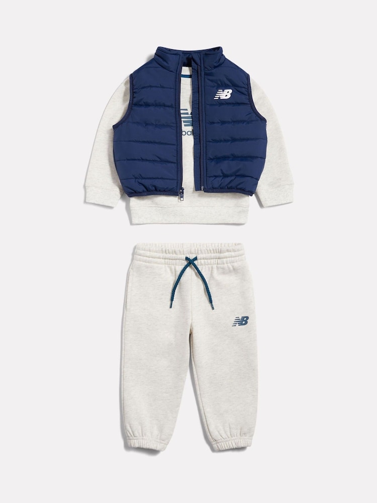 New Balance Grey Crew neck Joggers & Gilet Set 3 Piece - Image 1 of 6 New Balance Grey Crew neck Joggers & Gilet Set 3 Piece - Image 1 of 6