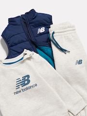 New Balance Grey Crew neck Joggers & Gilet Set 3 Piece - Image 3 of 6