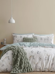 Green Brushed Cotton Woodland Animals Duvet Cover Set - Image 1 of 4