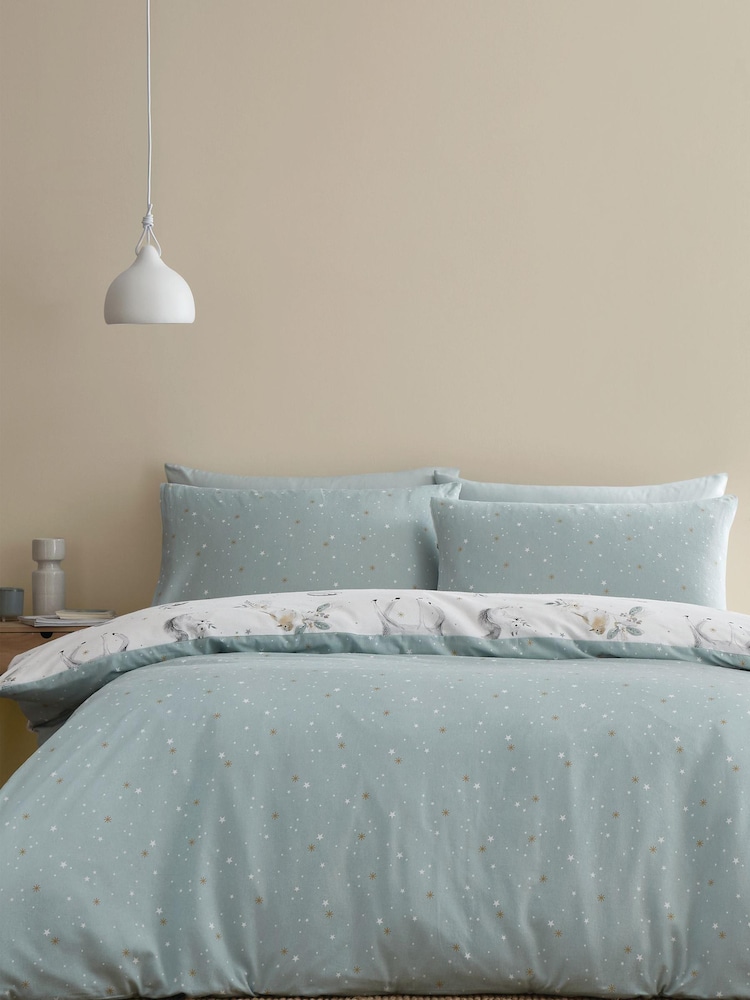 Green Brushed Cotton Woodland Animals Duvet Cover Set - Image 2 of 4