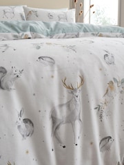 Green Brushed Cotton Woodland Animals Duvet Cover Set - Image 4 of 4