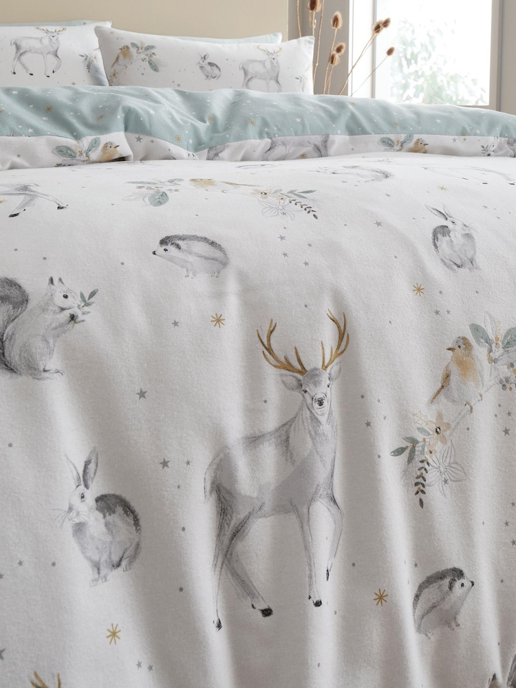 Green Brushed Cotton Woodland Animals Duvet Cover Set - Image 4 of 4
