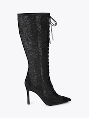 Carvela Black Claudia Lace Knee Boots - Image 1 of 4