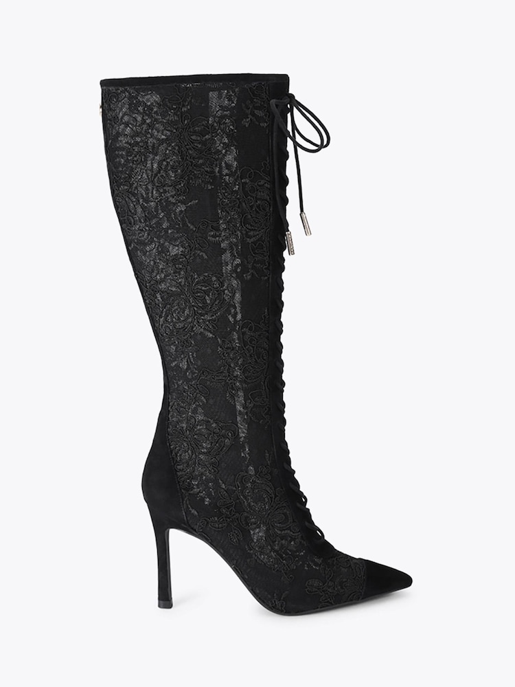 Carvela Black Claudia Lace Knee Boots - Image 1 of 4