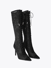 Carvela Black Claudia Lace Knee Boots - Image 2 of 4