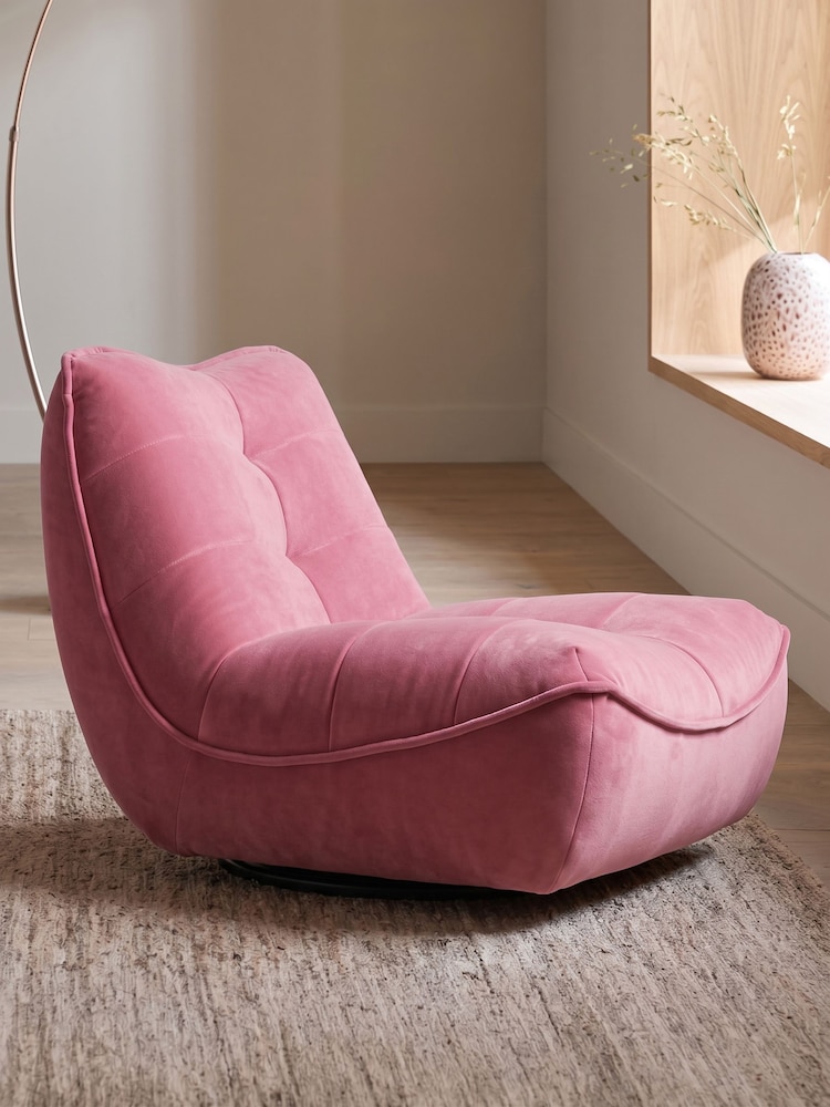 Soft Velvet Candy Pink Lucca Swivel Accent Chair - Image 1 of 8