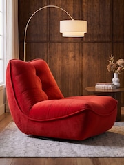 Soft Velvet Red Lucca Swivel Accent Chair - Image 1 of 8