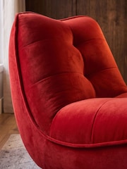 Soft Velvet Red Lucca Swivel Accent Chair - Image 2 of 8