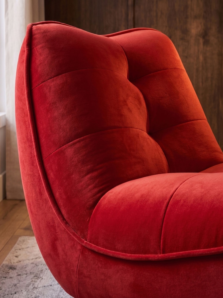 Soft Velvet Red Lucca Swivel Accent Chair - Image 2 of 8