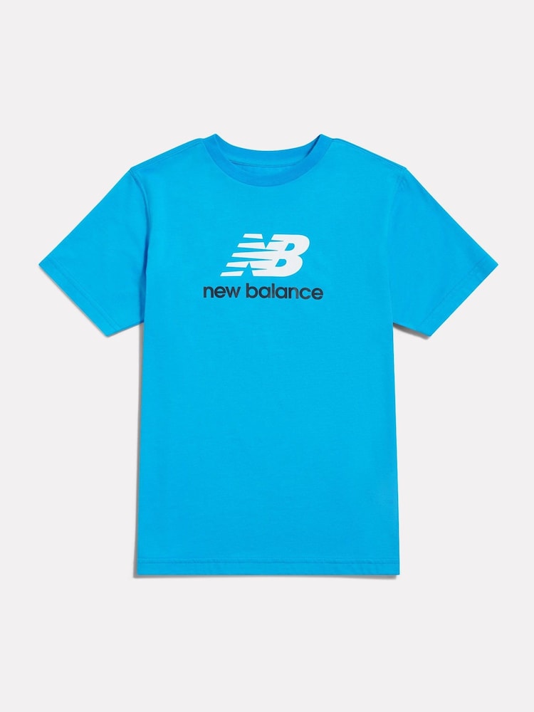New Balance Blue Stacked Logo T-Shirt - Image 1 of 3 New Balance Blue Stacked Logo T-Shirt - Image 1 of 3