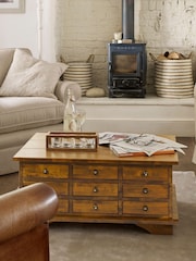 Laura Ashley Dark Chestnut Garrat 9 Drawer Coffee Table - Image 1 of 5