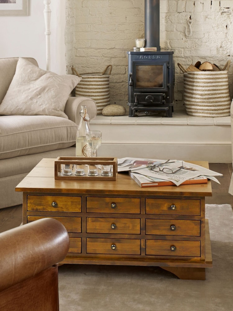 Laura Ashley Dark Chestnut Garrat 9 Drawer Coffee Table - Image 1 of 5