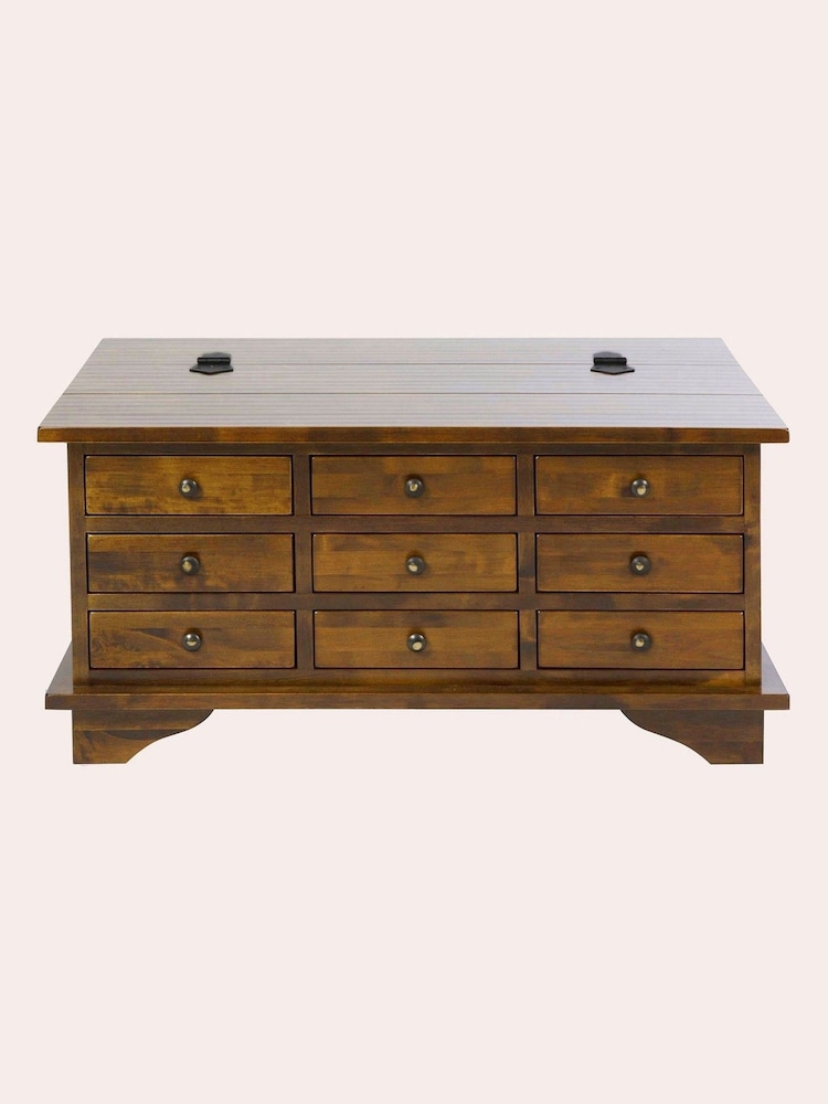 Laura Ashley Dark Chestnut Garrat 9 Drawer Coffee Table - Image 2 of 5