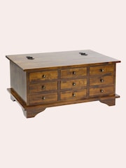 Laura Ashley Dark Chestnut Garrat 9 Drawer Coffee Table - Image 3 of 5
