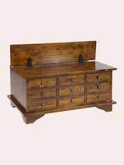 Laura Ashley Dark Chestnut Garrat 9 Drawer Coffee Table - Image 4 of 5